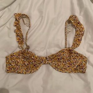 Abercrombie yellow floral bikini underwire top